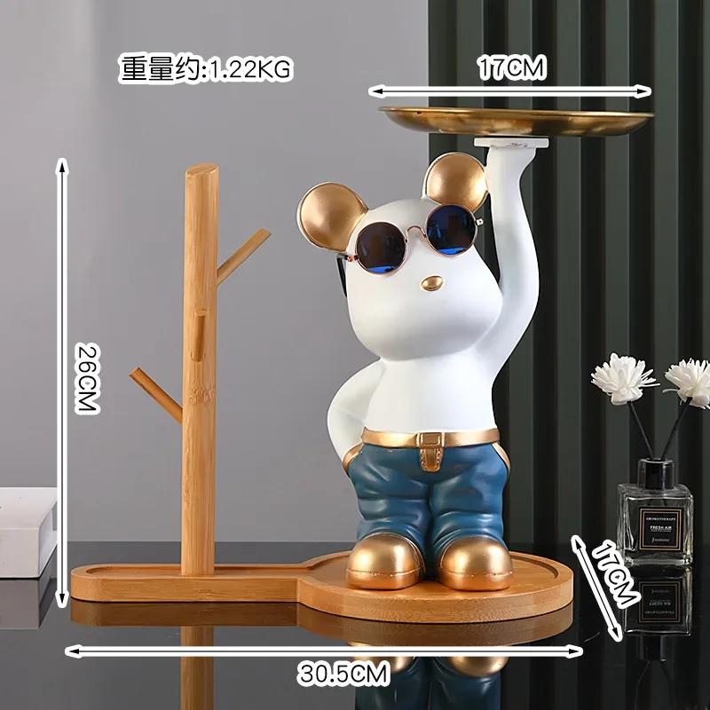 Bear Tray Bear Sculpture Piggy Bank Violent Bear Statue Resin Ornament Desktop Accessories Kids Gift Living Room Home Decor
