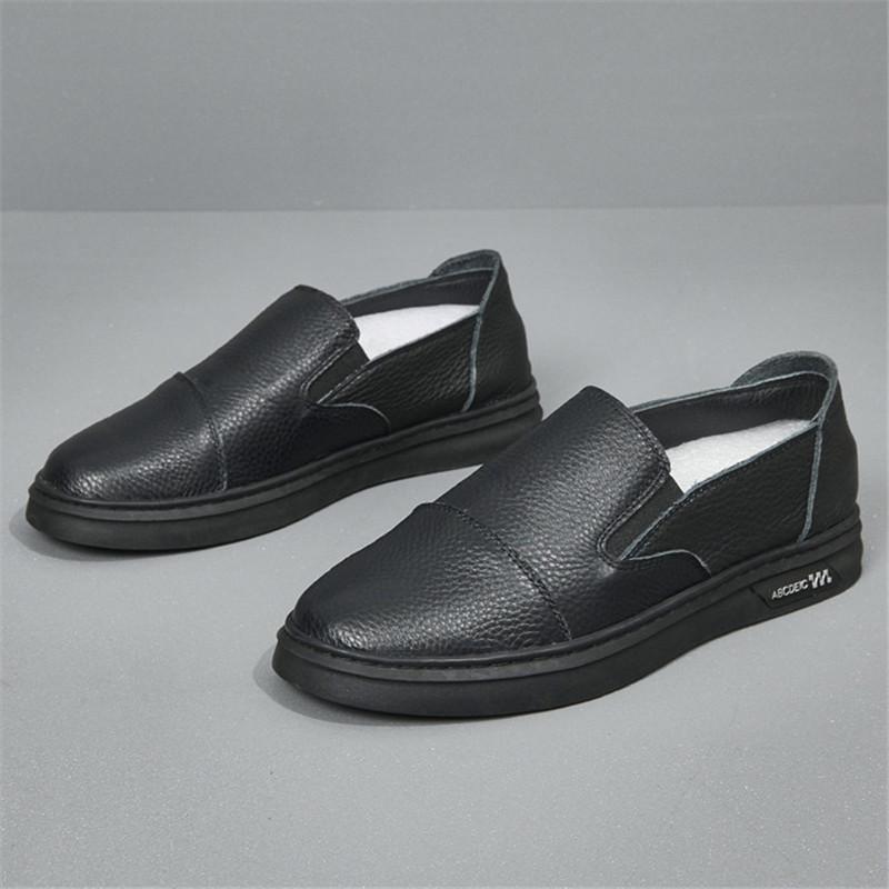 New Fashion Driving Loafers New Men's White Black Genuine Leather Shoes Male Walking Sneakers Footwears Zapatos Hombre