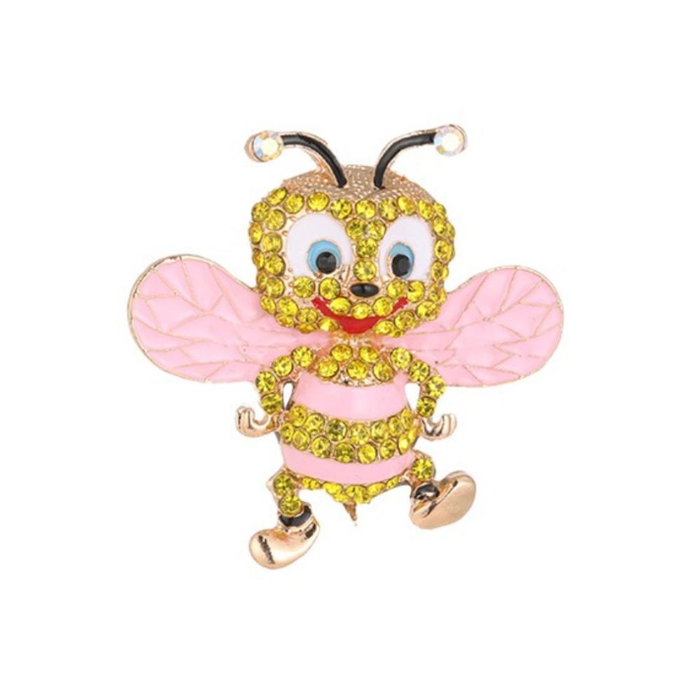 New Arrival Alloy Cute Insect Bee Brooch Pin Rhinestones Metal Lapel Pins for Men Women Fashion Jewelry Accessory
