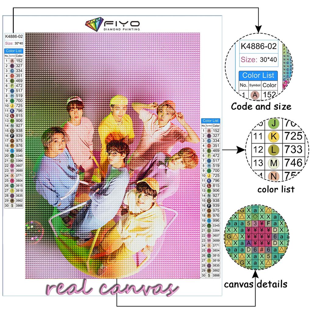 5D DIY Diamond Painting Cross Stitch Korean Boy Group Diamond Embroidery Mosaic Wall Art Home Decoration
