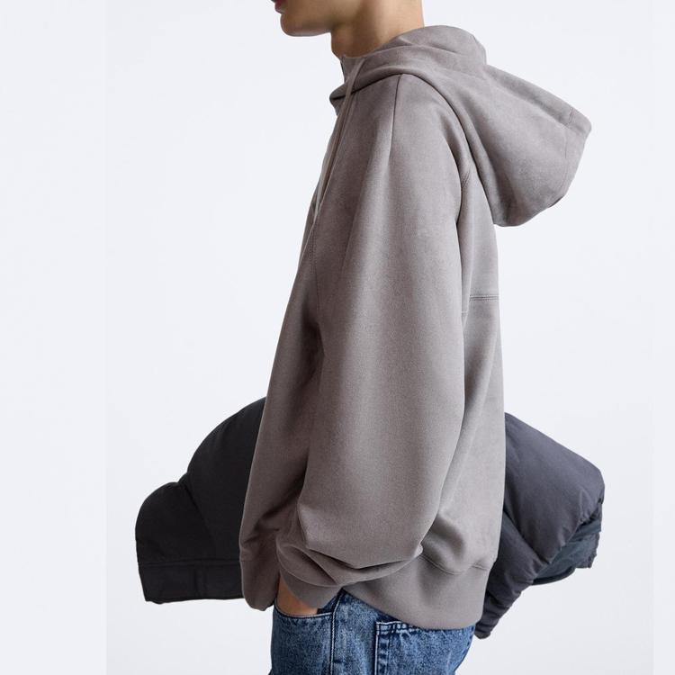 Zara Ss24 Year Of The Dragon Limited Edition Solid Color Hooded Pullover Long Sleeve Sweatshirt Men Sweatshirt Brown 6318404-700