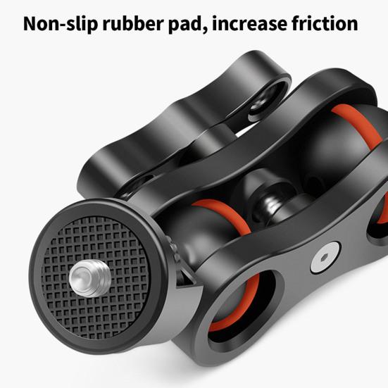 Double Ball Arm Camera Mount 1/4-inch Thread Aluminum Alloy Rotatable Ball Head LED Fill