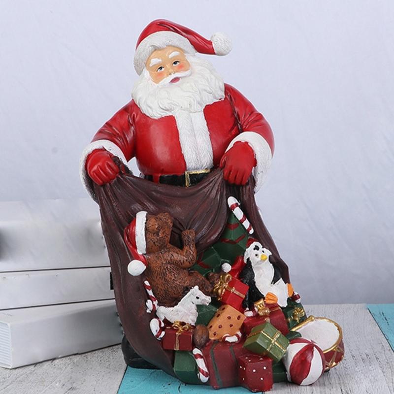 Christmas Figurine Figure Decors Resin Santa Clauses Statue Christmas Decorative Figurine Table Centerpieces for Holiday