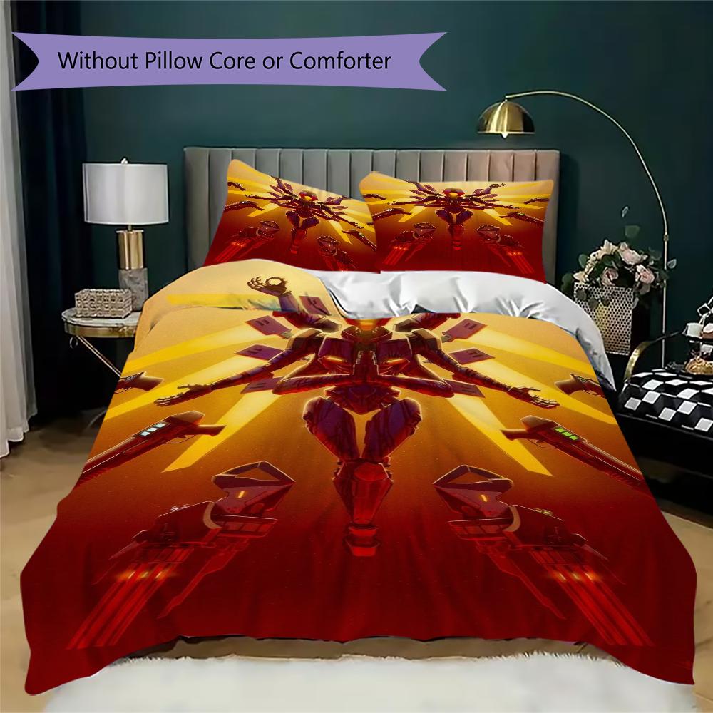 ULTRAKILL Pattern Bedding,Quilt Set Quilt Cover Pillowcase Home Birthday Gift(1 * Duvet Cover + 2 * Pillowcase, Without Core)_lx