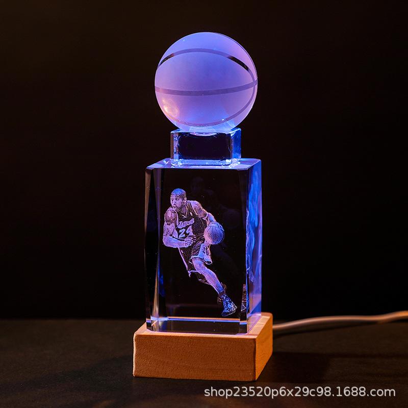 Crystal Engraved Kobe Basketball Star Luminous Night Light