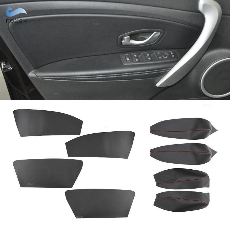 Für Renault Fluence 2008-2016 4 Stück Mikrofaserleder Auto Styling Innen Tür Armlehnen Panel Abdeckung Schutzleiste