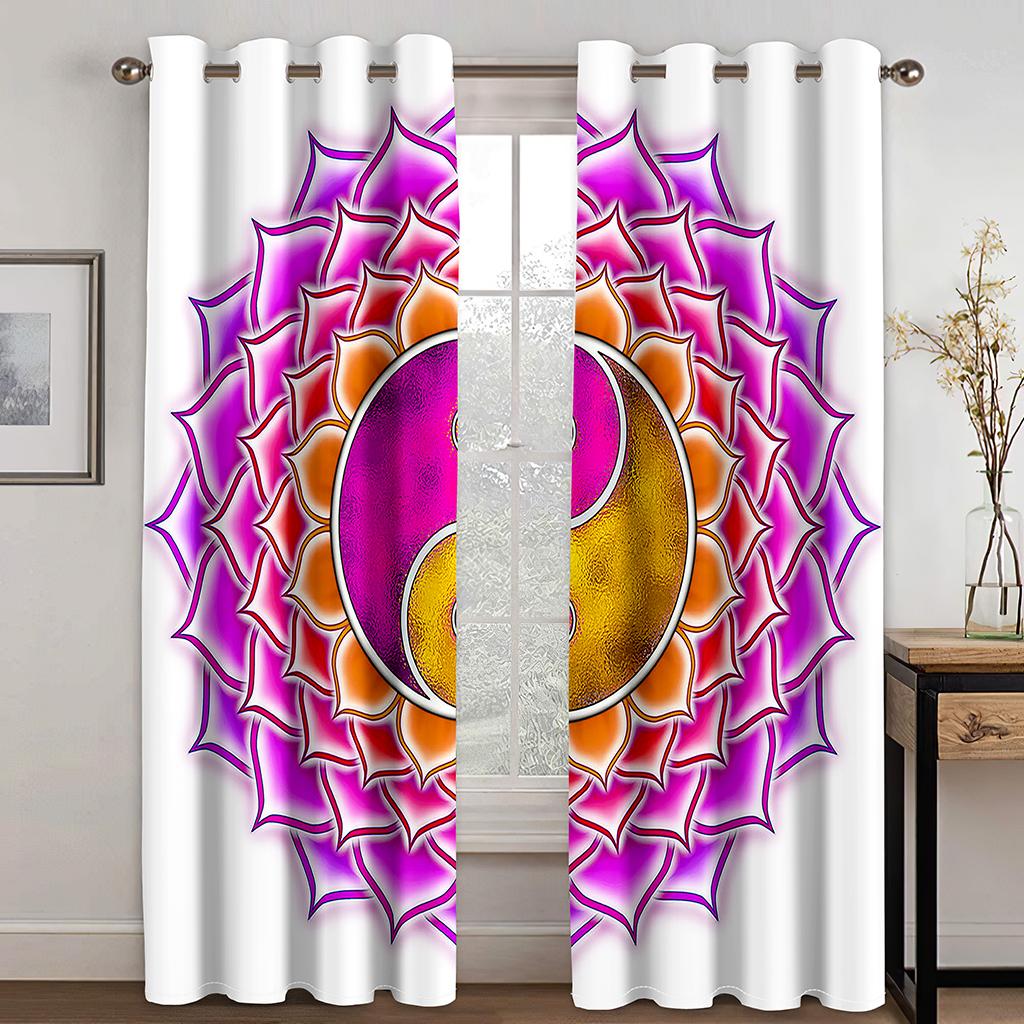 3D Golden Yellow Tai Chi Bagua Texture Sunshade Curtains 2 Panel Taoist Culture Lovers Living Room Bedroom Window Decor Curtains