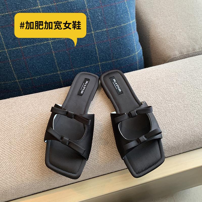 

261-3 Sandals women s summer wear flat-soled cool slippers silver beach shoes wide feet fat feet large size women s shoes 41 45 чёрный