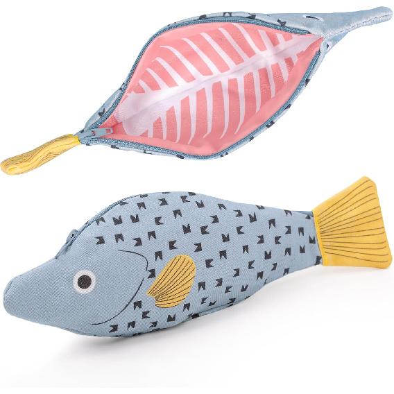 Fish Shape Novelty Pencil Case Fish Pen Bag Fish Coin Purse Funny Pencil Pouch with Simulated Fishbone Lining