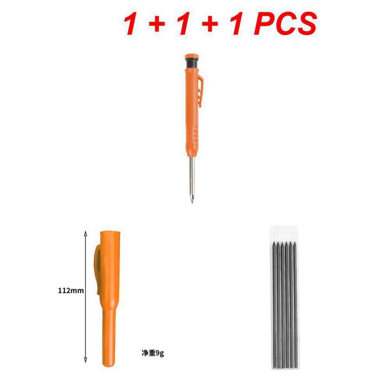 Carpenter's Movable Pen Deep Hole Marking Pencil Refill Carpenter Scriber Mechanical Pencil With Sharpener Stationery Supplies