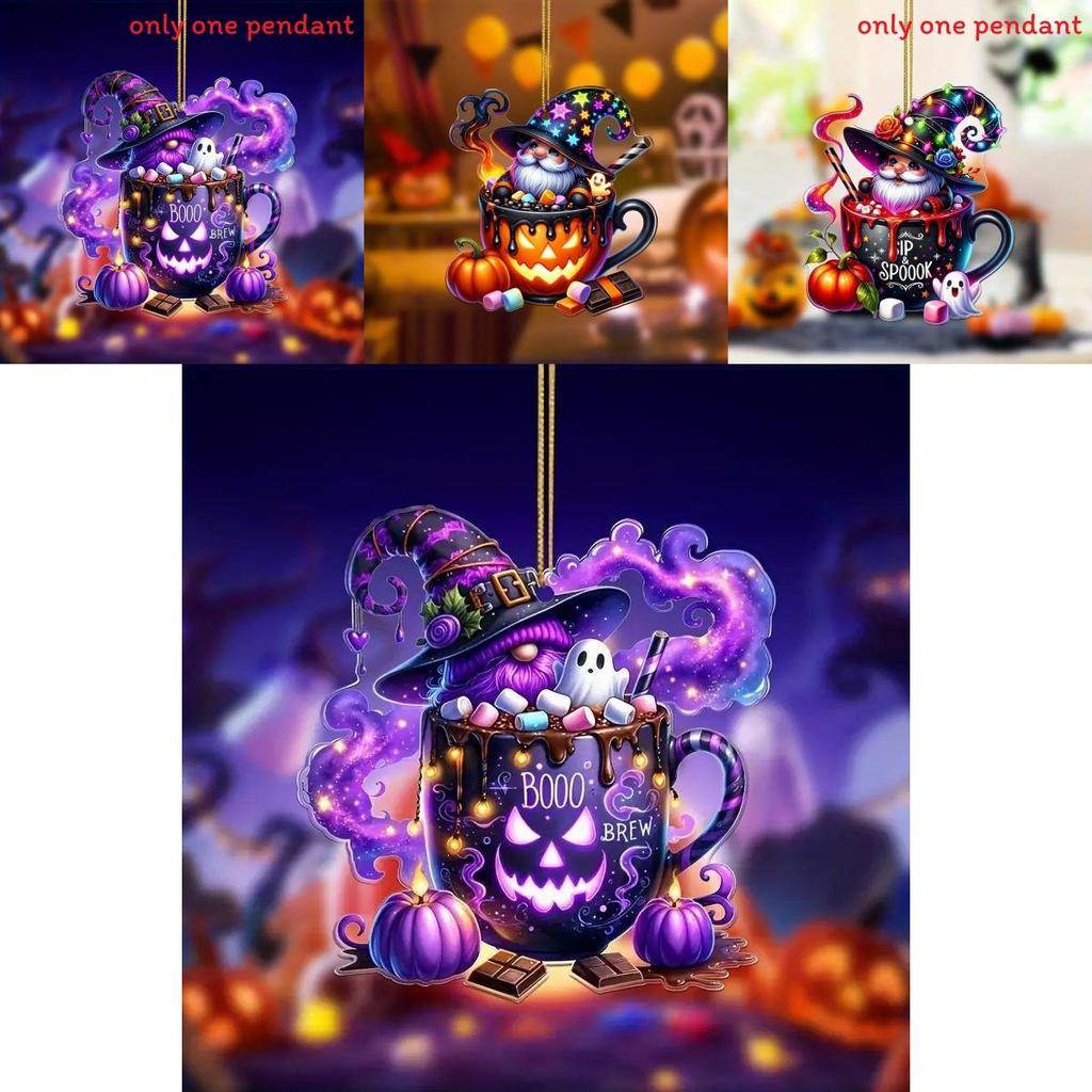 Acrylic Candy Santa Claus Design Halloween Car Pendant With Retro Style For Interior Decor