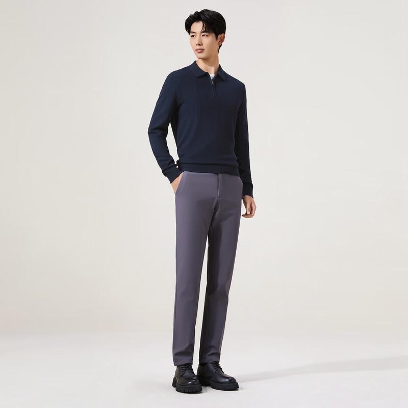 SEVEN Men's Wool-Blend Herringbone Jacquard Polo Sweater
