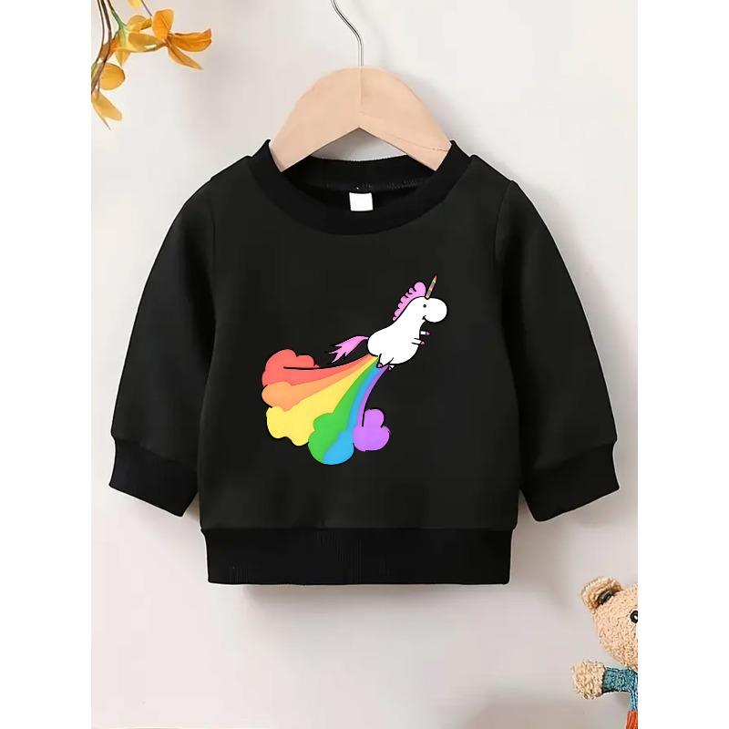 European sizes Cute and Fun Printed Pattern, Thin and Versatile Comfortable Round Neck Hoodie for 0-3 Year Old Baby Kids in Spring and Autumn