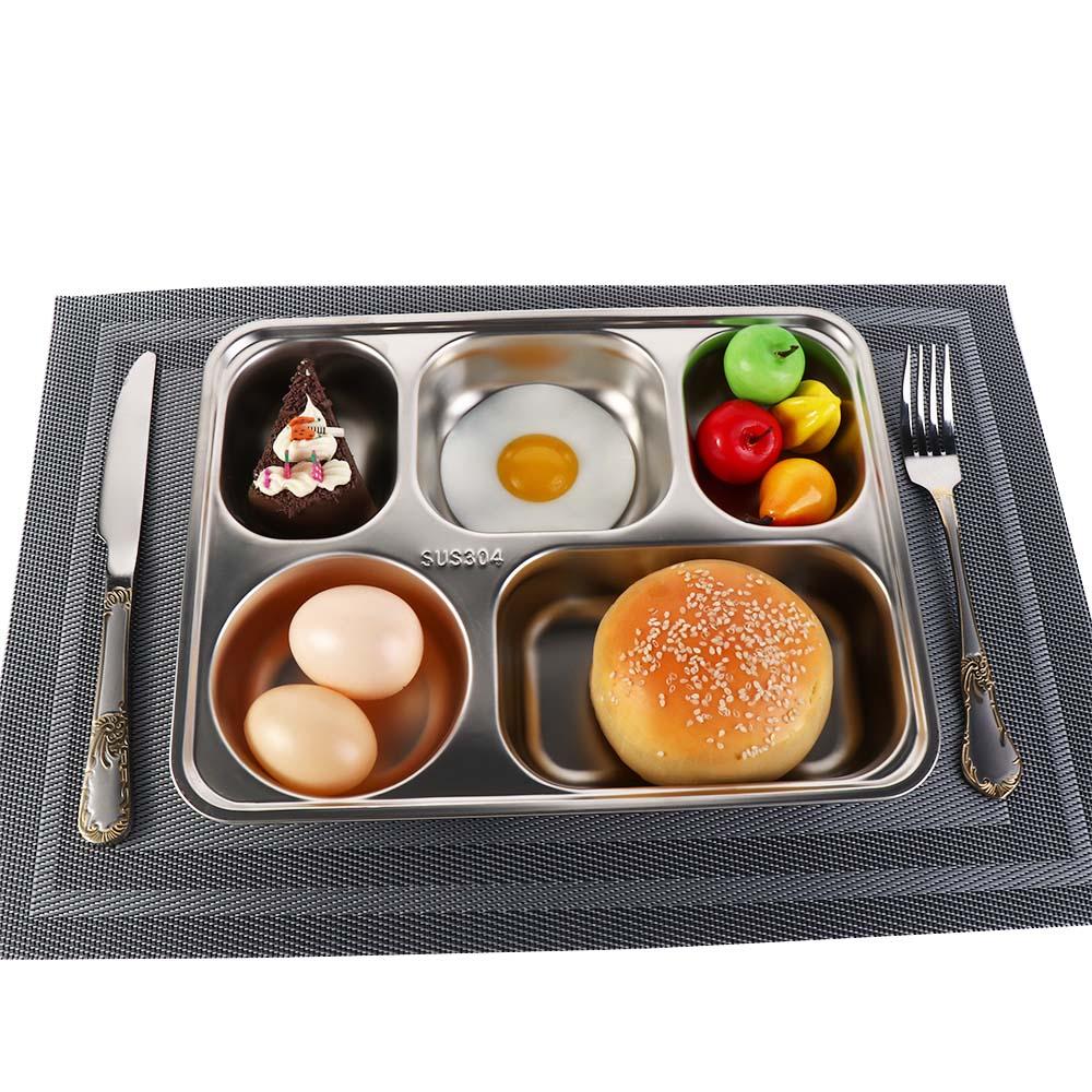for Food Control with Compartments Stainless Steel Dividers Platter Dinner Plates Serving Tray