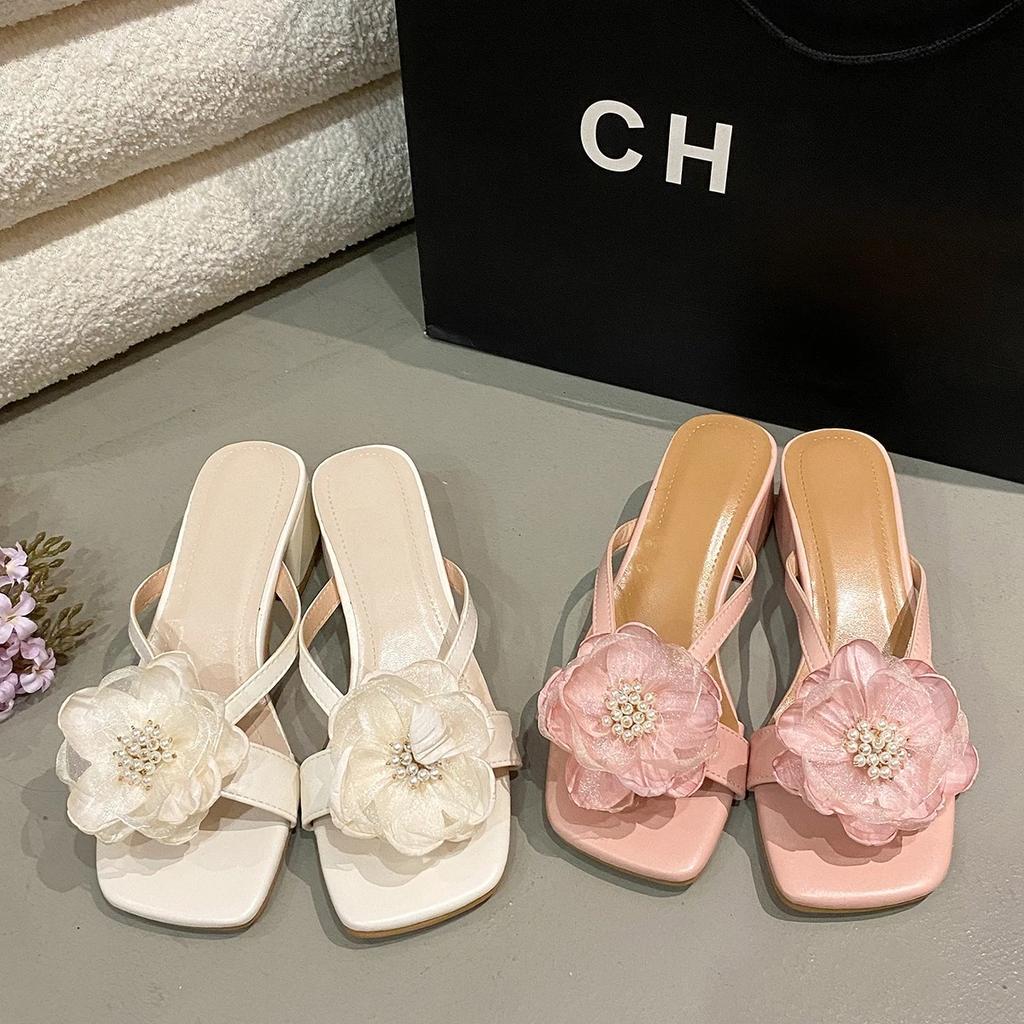 Fashion Women Sandals Elegant High Heels Peep Toe Sandals Flowers Party Casual Fashion Outdoor Dress Shoes for Women Sandalias De Mujer