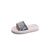Summer Girls Pearl Soft Bottom Slippers Bling Slides Fashion Rhinestone Bathroom Shoes Home Shoes for Children H10293