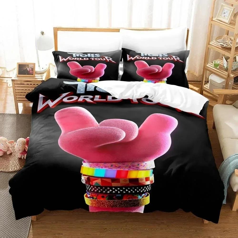 3D Print Cartoons Bed Sheet Set Trolls Bedding Set Printed With Pillowcase Bed Duvet Cover Soft Queen King Size Bedclothes Home