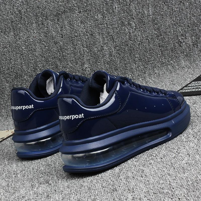 Shiny Patent Leather Small White Shoes Women's Couple Models Air Cushion Women's Skateboard Shoes Sneakers Women