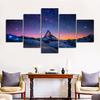 Canvas HD Prints Poster Home Decor 5 Panels Starry Night Sky Over Mountains Painting Modular Living Room Wall Art Picture Frame No Frame