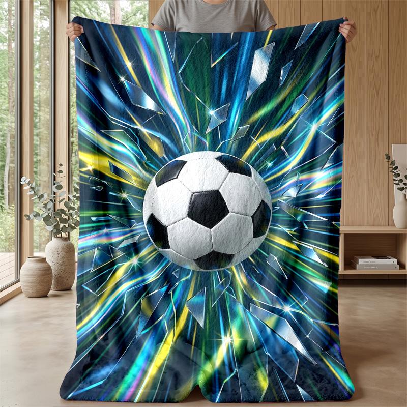 Soccer Ball Breaking Glass Theme blanket Lightweight Warm Flannel Blanket Decorative Throw Blanket for Home Decoration