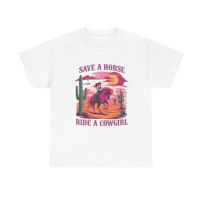 Save A Horse Ride Cowgirl T Shirt Womens Vintage Retro Cotton
