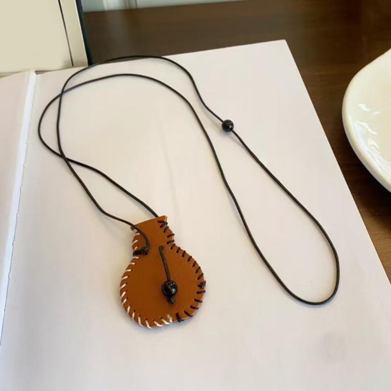 Long Necklace PU Leather Black/Brown 80cm Adjustable Length for Artistic Style Enthusiasts Clothing Accessories