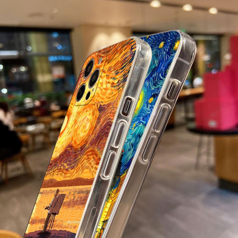 Van Gogh Starry Night Creative Print Phone Case for iPhone 17 16 15 14 13 12 11 Series Pro Max Plus Double Layer Protection