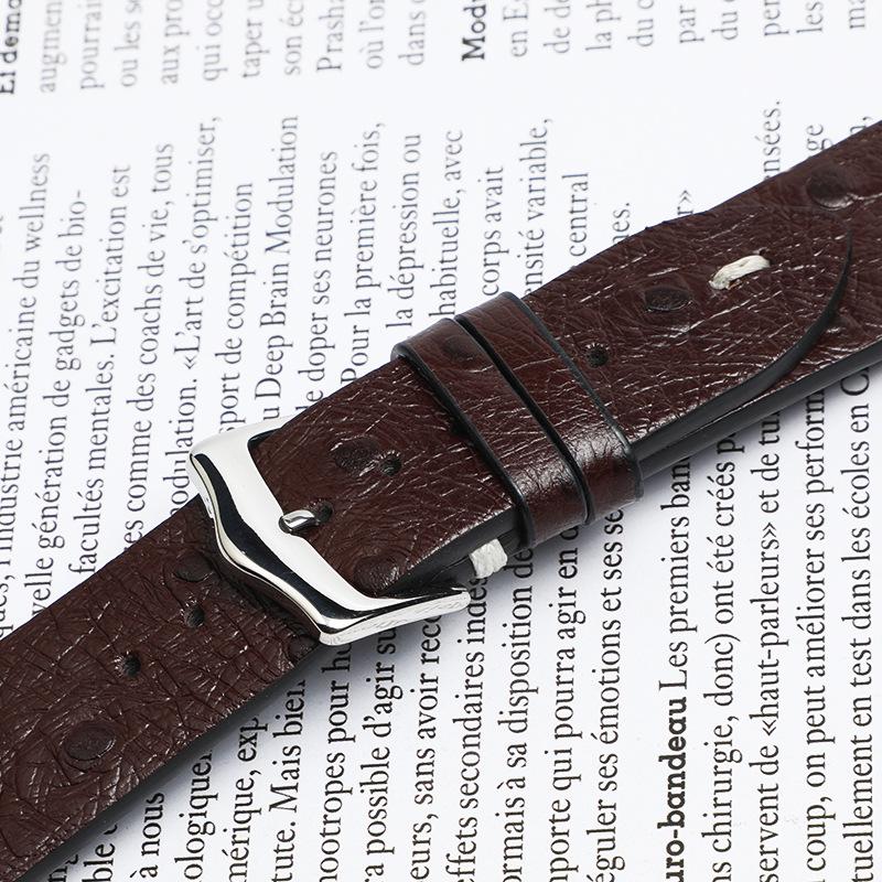 Universal Ostrich Grain Leather Smartwatch Band with Quick Release Buckle
