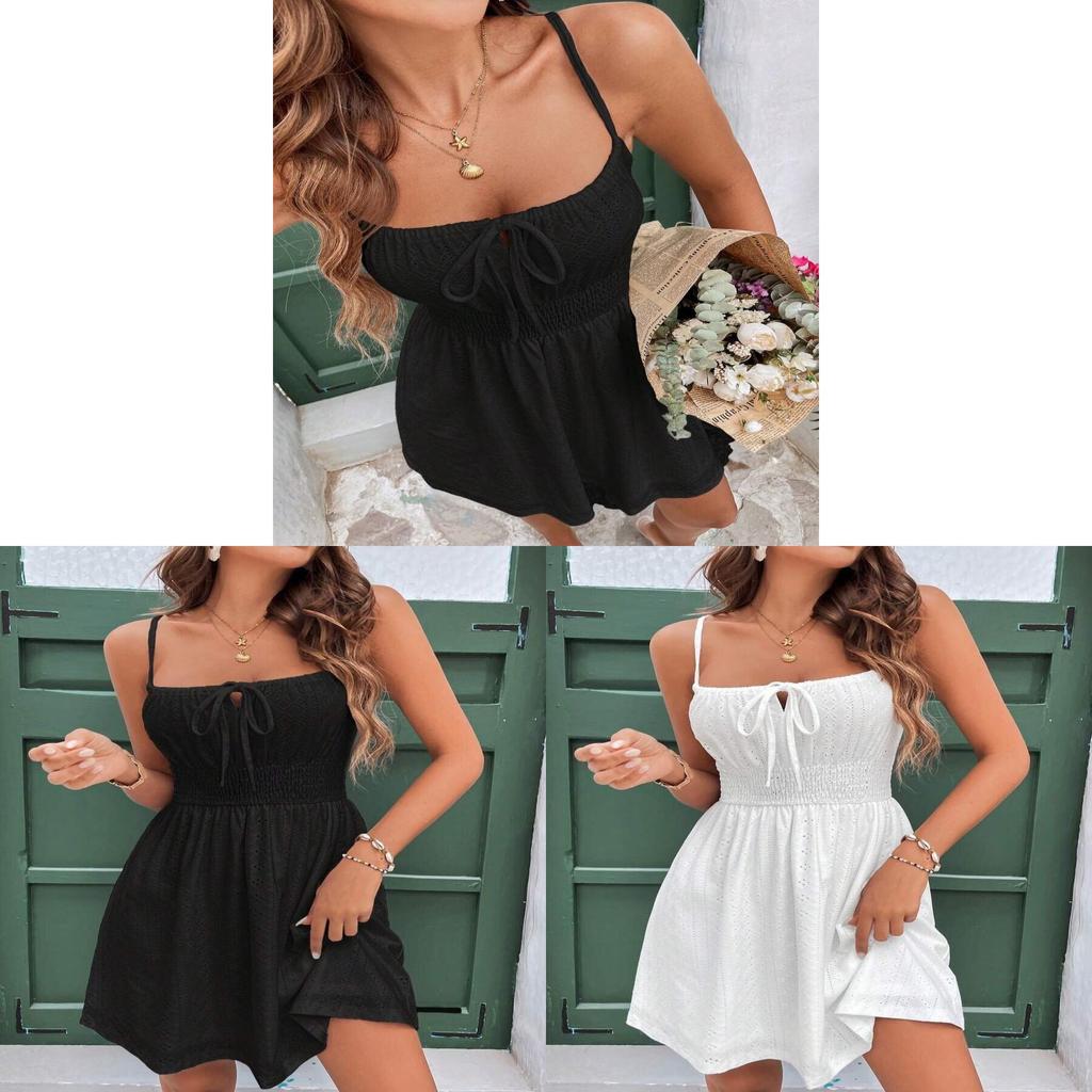 Elegant Summer Sleeveless Dress With High Waist Pleats For Casual Wear