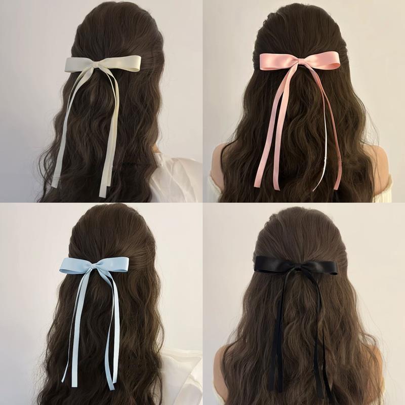 New Colored Satin Ribbon Bowknot Hair Clips Essential for Girl Braided Hair Bows Fashion Girls Barrettes Accessories