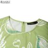 ZANZEA Women Casual Round Neck Loose Casual Sleeveless Print Dress