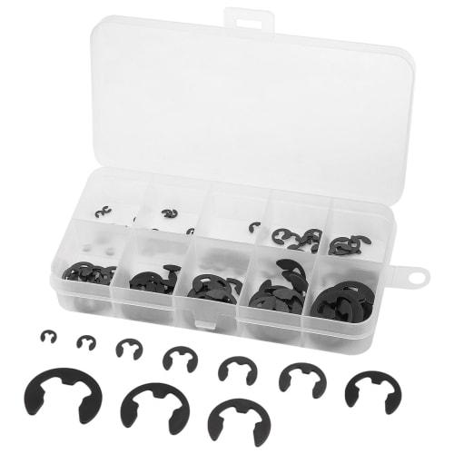Latikaly E-Type Snap Rings, 120-Piece Set, M1.5-M10, Retaining Circlip Kit, Durable, Oil-Resistant, for Fixing Components, with Storage Box