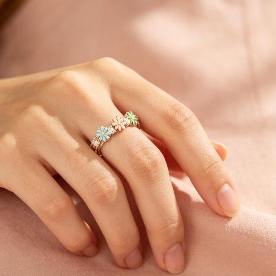 Finger Ring 3D Flower Shape Health Mood Support Long Wear Finger Band Wife Mother Sister Daughter Stress Relief Ring