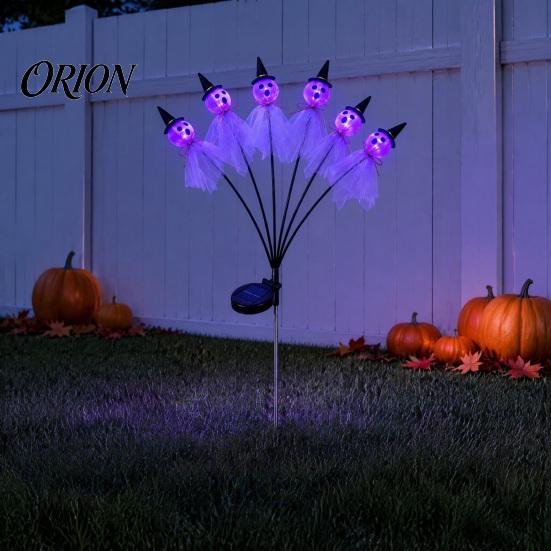 Green Ghost Lanterns for Yard Halloween Swaying Outdoor Decorations, Solar Powered Stake Light, 6 LEDs Holiday Atmosphere Lighting Pathway Lights,