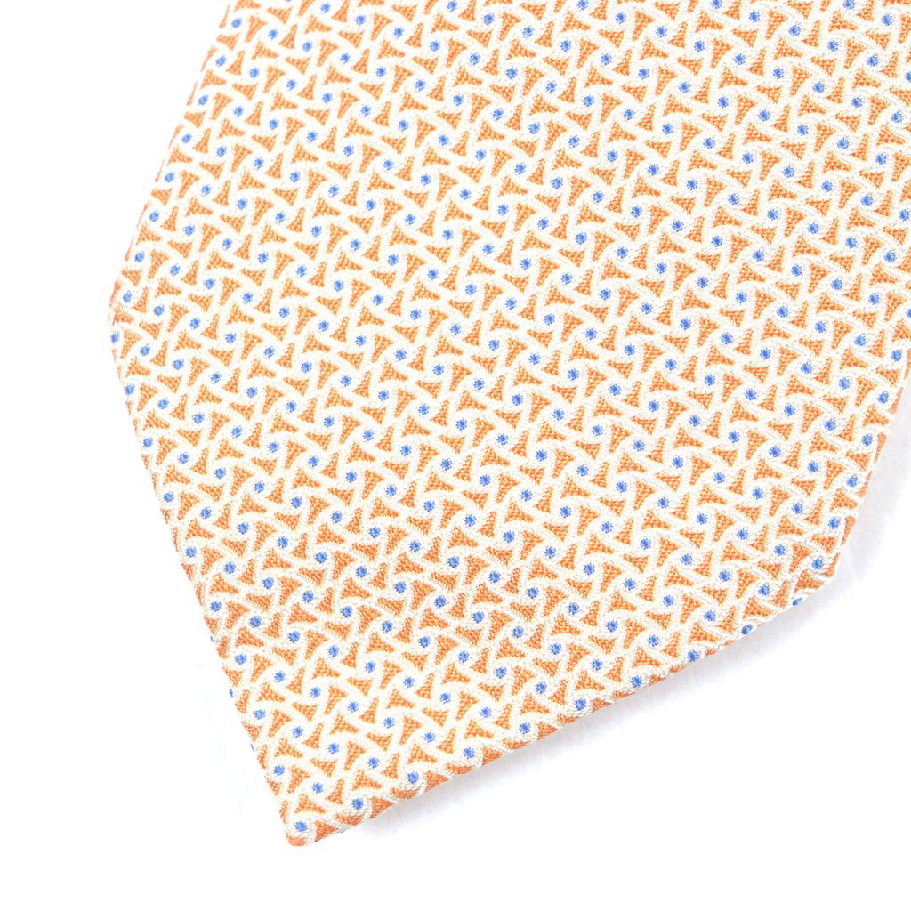 Excellent HERMES tie Overall handle Orange blue mens 659082T Used