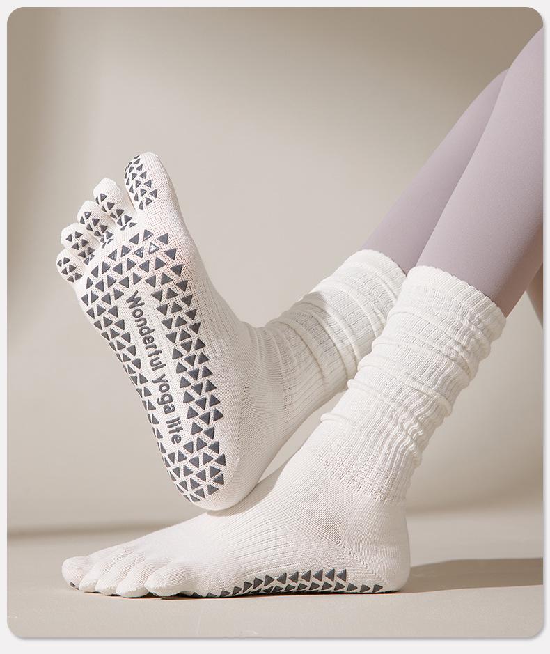 Vijf-Teen Antislip Over-de-Knie Pilates & Yoga Sokken voor Dames - Herfst/Winter Fitness Stijl