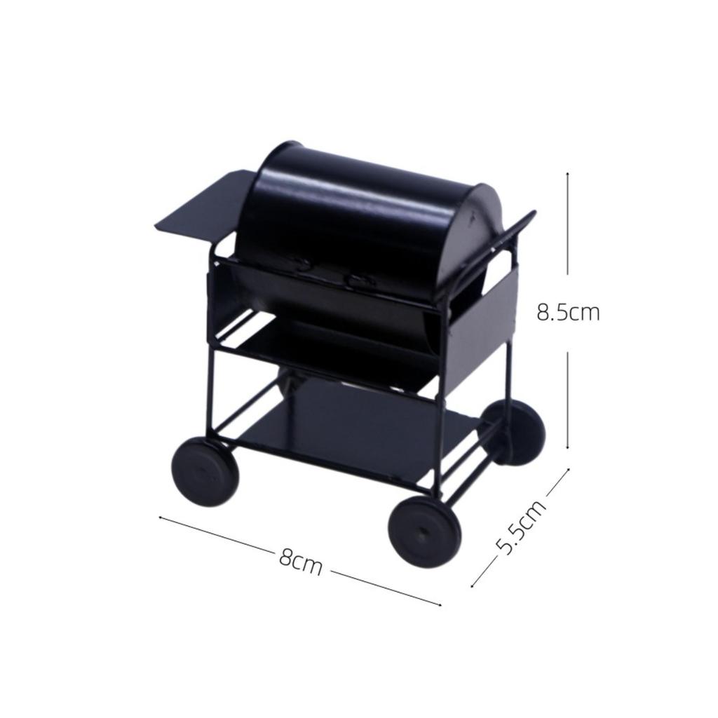 Miniature Barbecue Grill with Openable Lid Decorative Dollhouse
