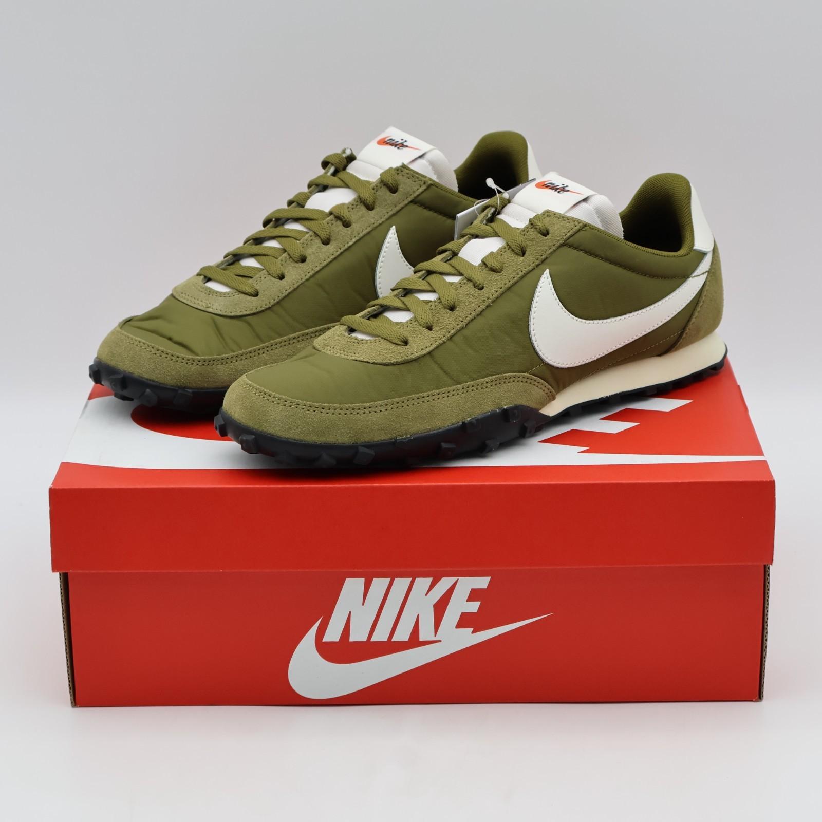 IM8658-300 Nike Waffle Racer Olive Flak Sail Coconut Milk Black (Men s) 10