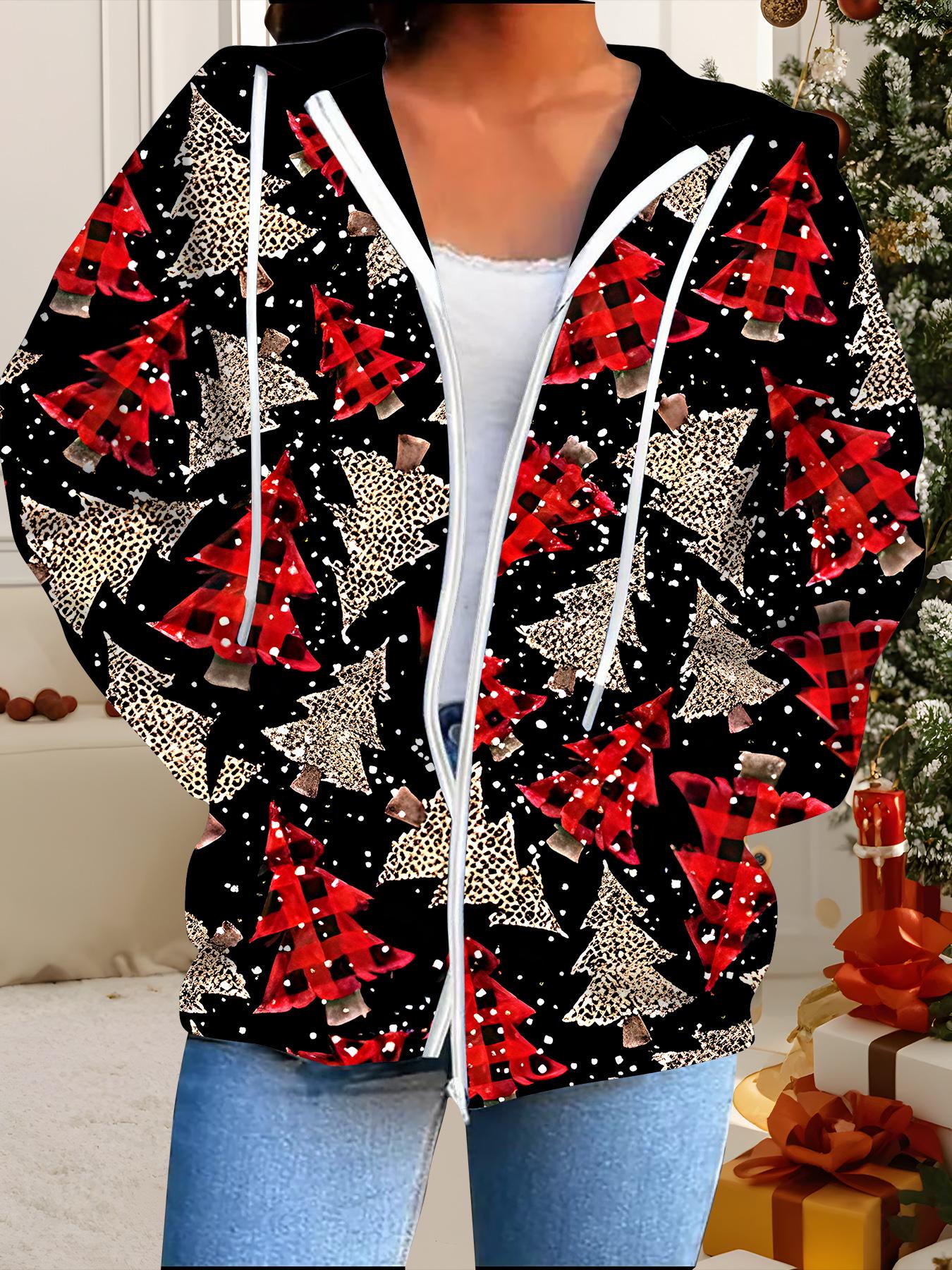 

Рождественский кардиган с капюшоном, 3D-печать, большого размера, осенне-зимний, в стиле ретро 6XL чёрный