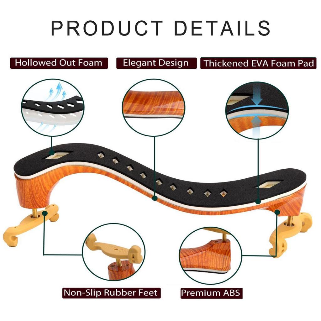 Violin Shoulder Rest Soft Pad Foldable Adjustable 3/4-4/4 1/4-1/2 Size Practical Violin Parts Ergonomic and Comfortable