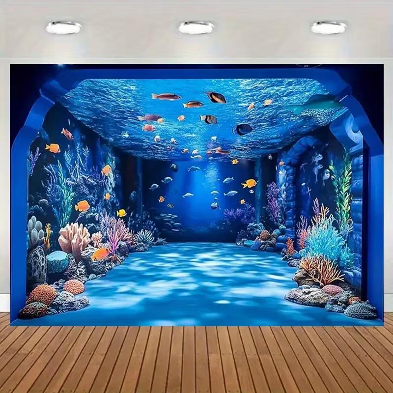 2D Blaue Ozean Tunnel Kulisse für Kinder & Familie Aquarium Atmosphäre Fotografie