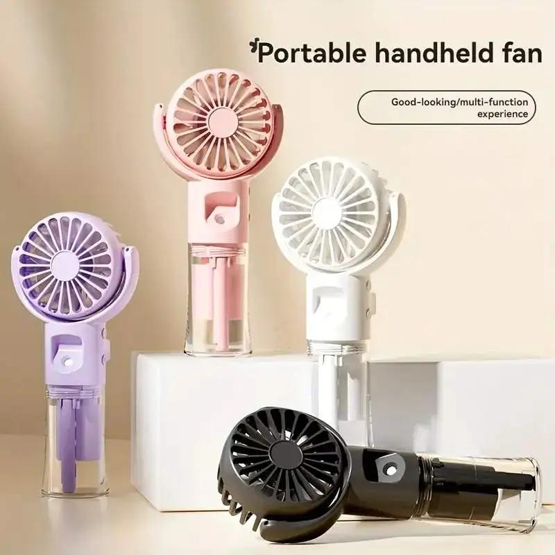 1Pcs Portable Handheld Spray Fan Water Spray Mist Fan USB Rechargeable Mini Fan Summer Supplies Cooling Tools Outdoor Small Fans