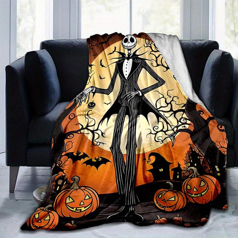 1pc, Jack Skellington Home Decor Blanket: A Cozy Halloween Gift for Your Living Room, Bedroom, or Outdoor Adventures, Flannel Throw Blanket, Perfect f