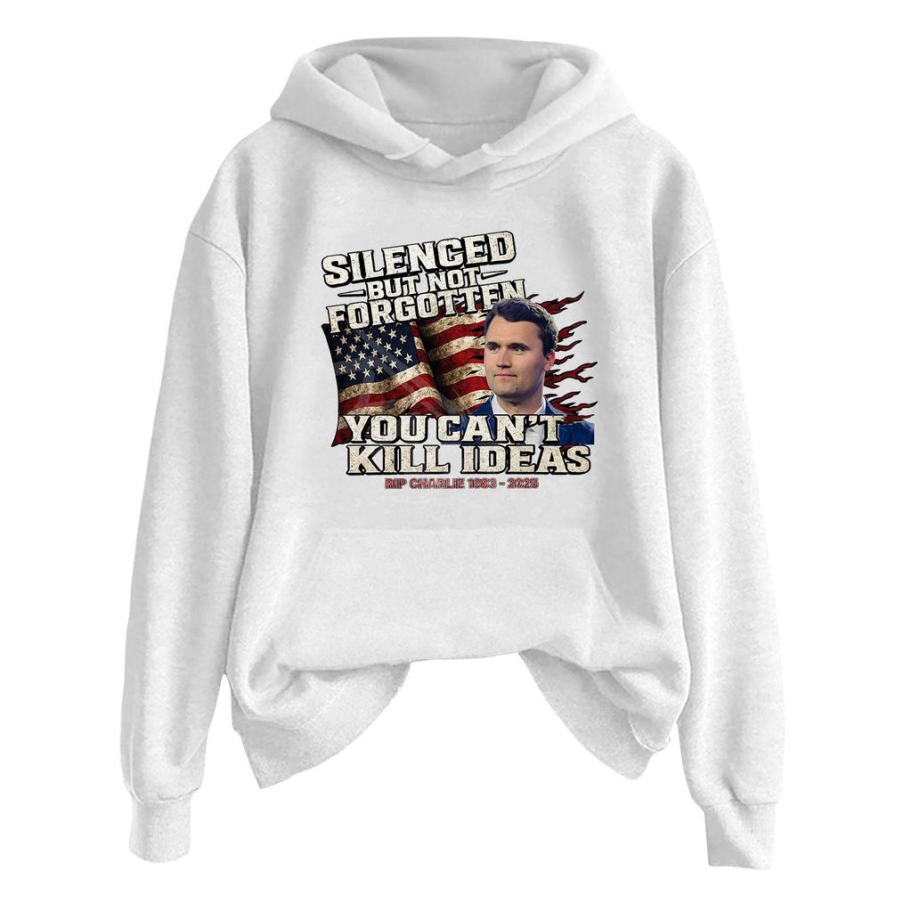Ladies Fashion Casual Long Sleeve Printed Round Neck Hoodie Pullover Top