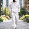 Ensemble de survêtement décontracté d'extérieur pour homme avec sweat à capuche zippé et pantalon cargo à taille élastique - Ensemble 2 pièces
