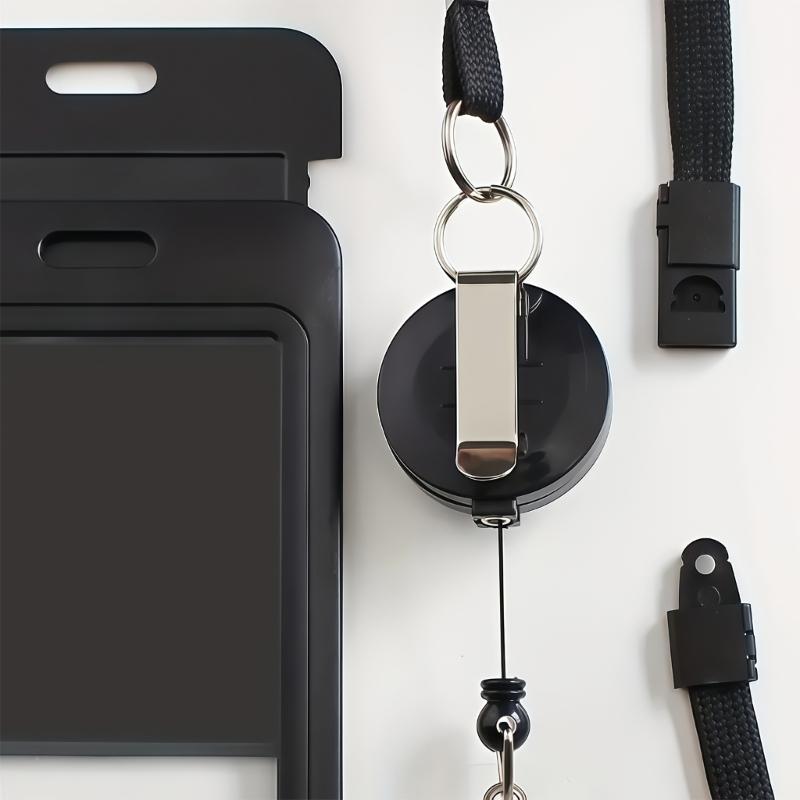 Portatarjetas Deslizante Portacarnet Retráctil de ABS con Cordón Desmontable para Puntos de Control de Seguridad y Eventos
