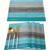 Non-Slip  Waterproof Home Dining & Restaurant Decor 4/6/8/10Pcs  Blue-Gray Striped Wood Grain Table Mat Machine Washable