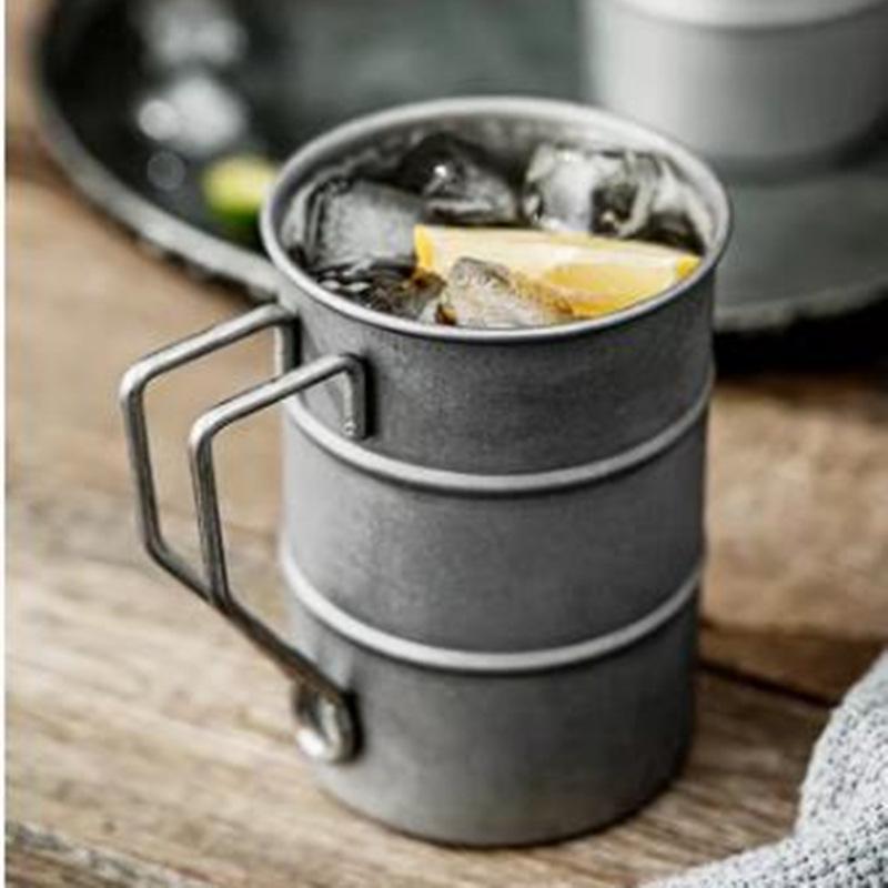 Boccale da Birra Retrò in Acciaio Inossidabile 304 con Manico – Tazza Creativa per Personalità da Esterno