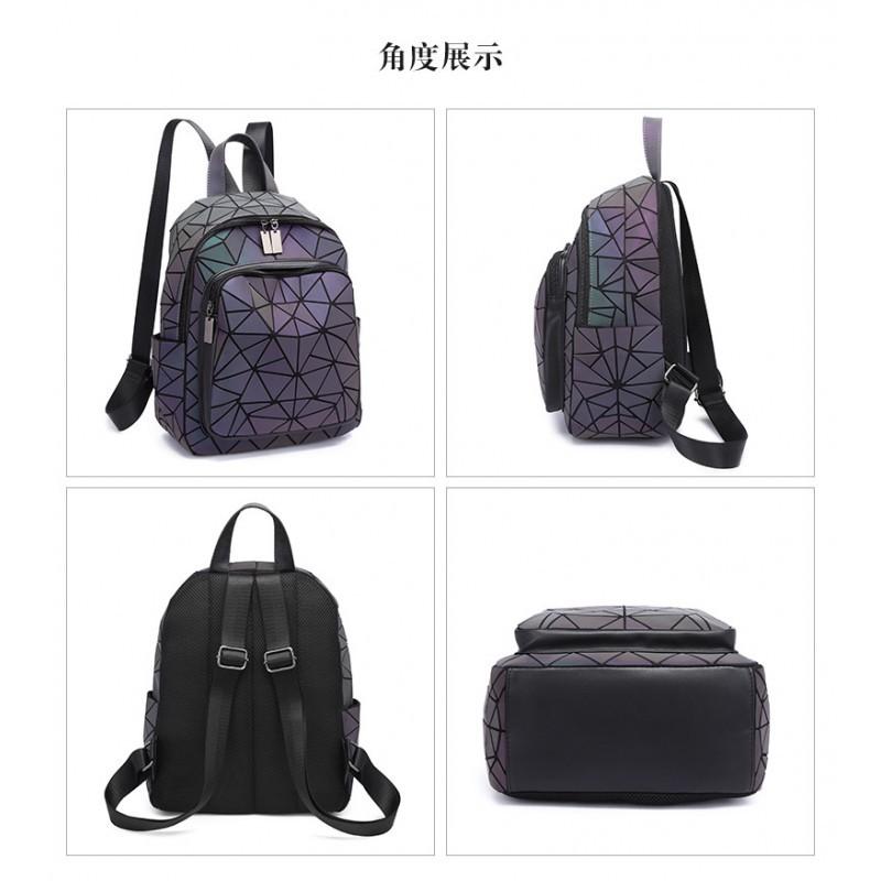 Fashionable Diamond-grid Backpack Luminous Women's Light Large-capacity Schoolbag 1304