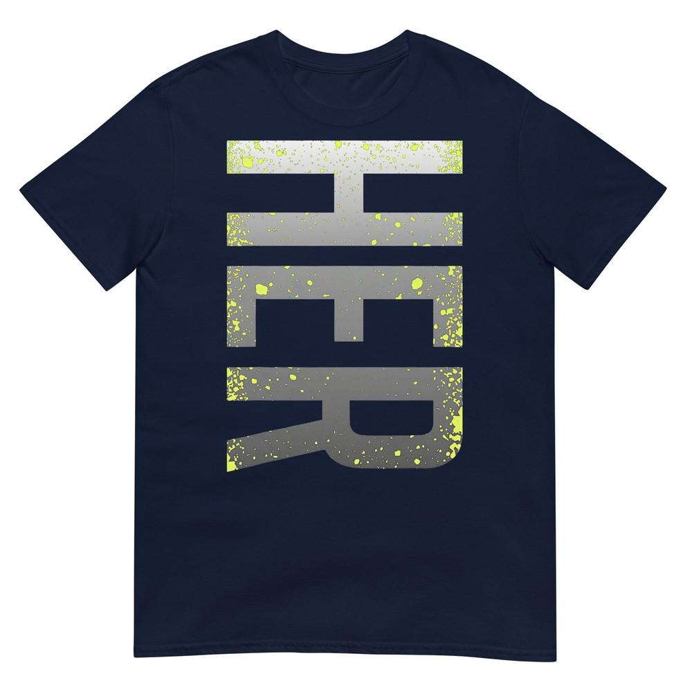Neon Yellow Black Cool Grey Graphic Match Tshirt S